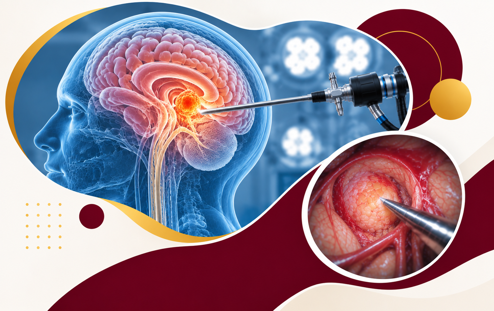 Illustration of specialized endoscopic brain care.