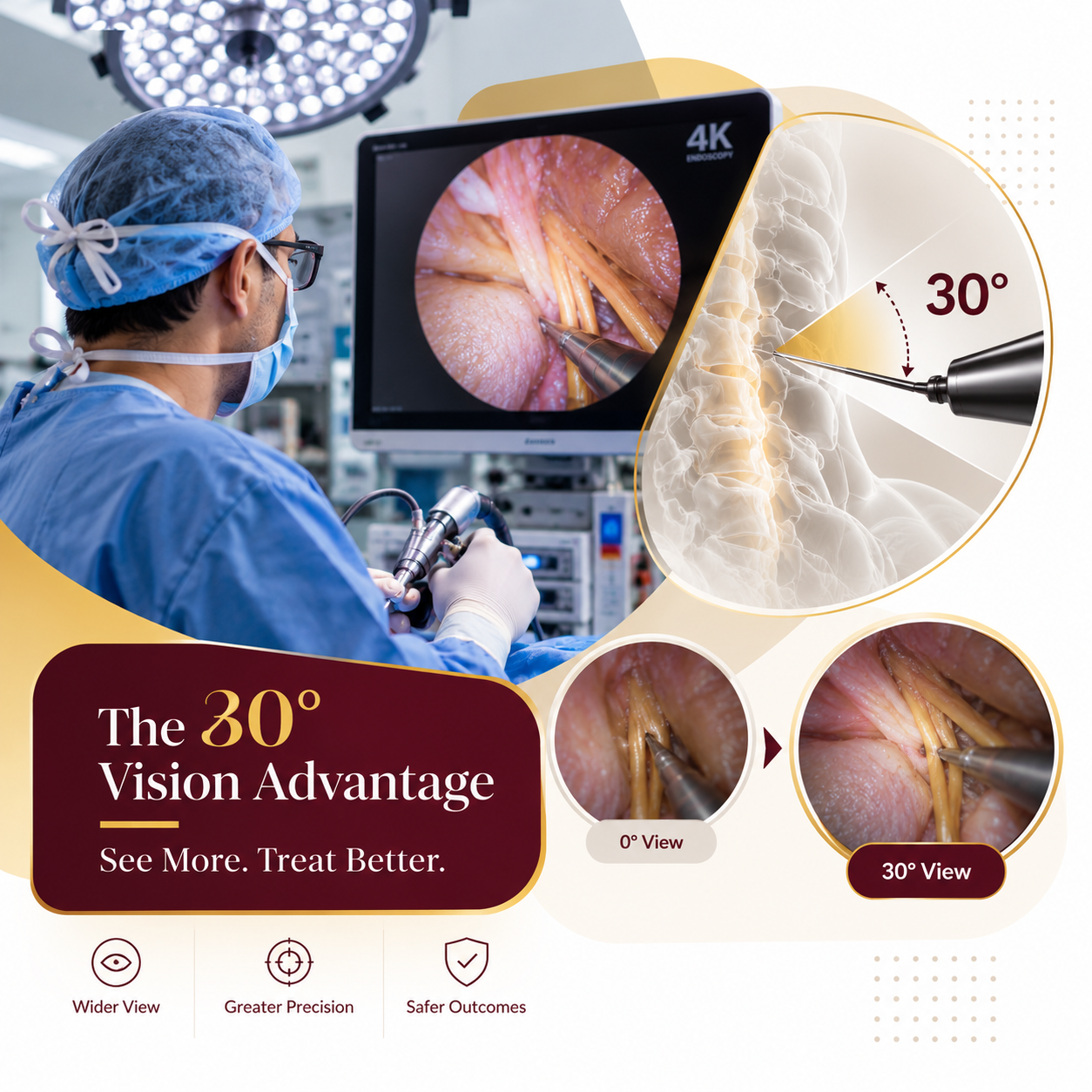 Illustration of 30-degree endoscopic visualization of the brain and spine.
