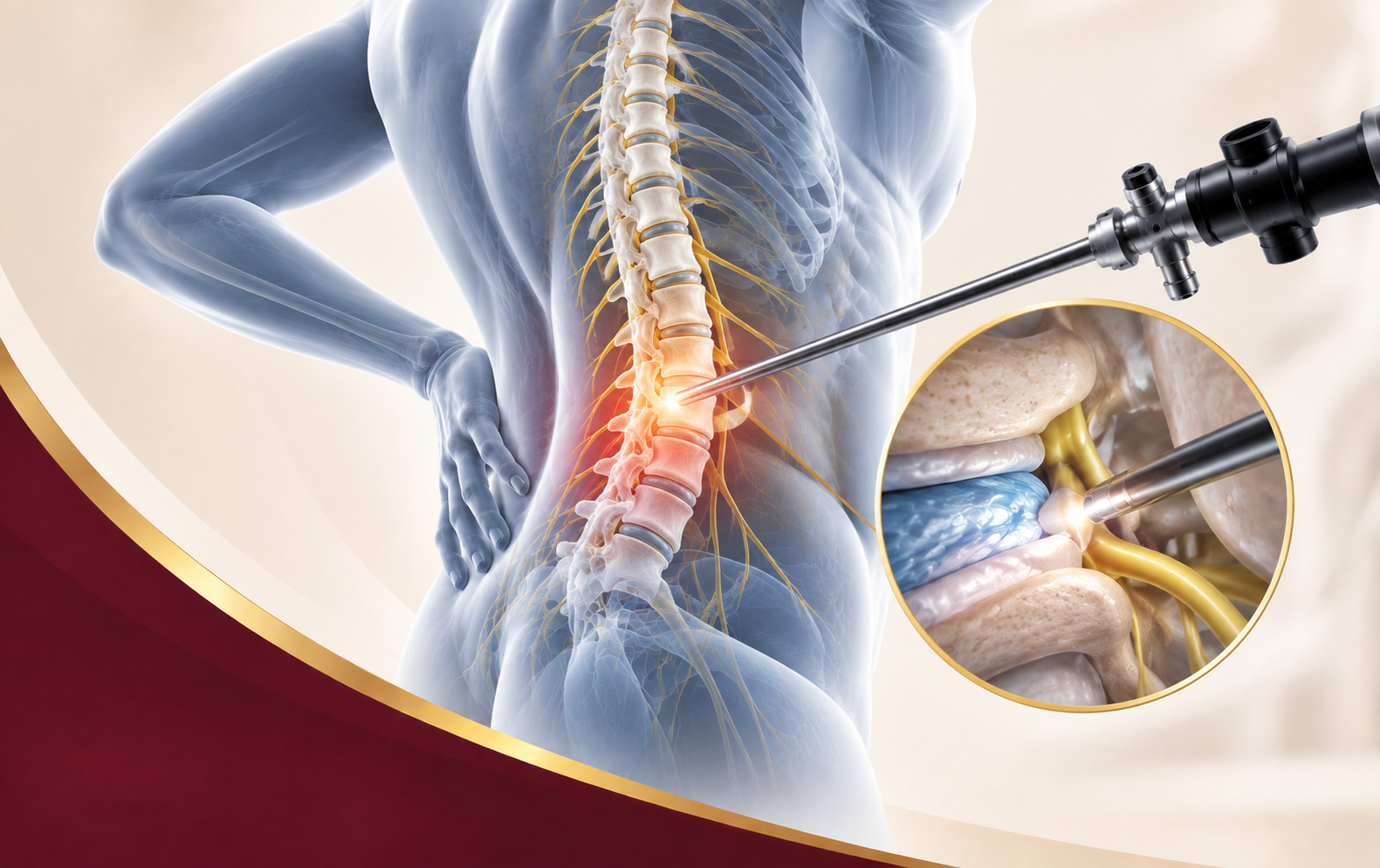 Illustration related to cervical and spine care with endoscopic visualization.
