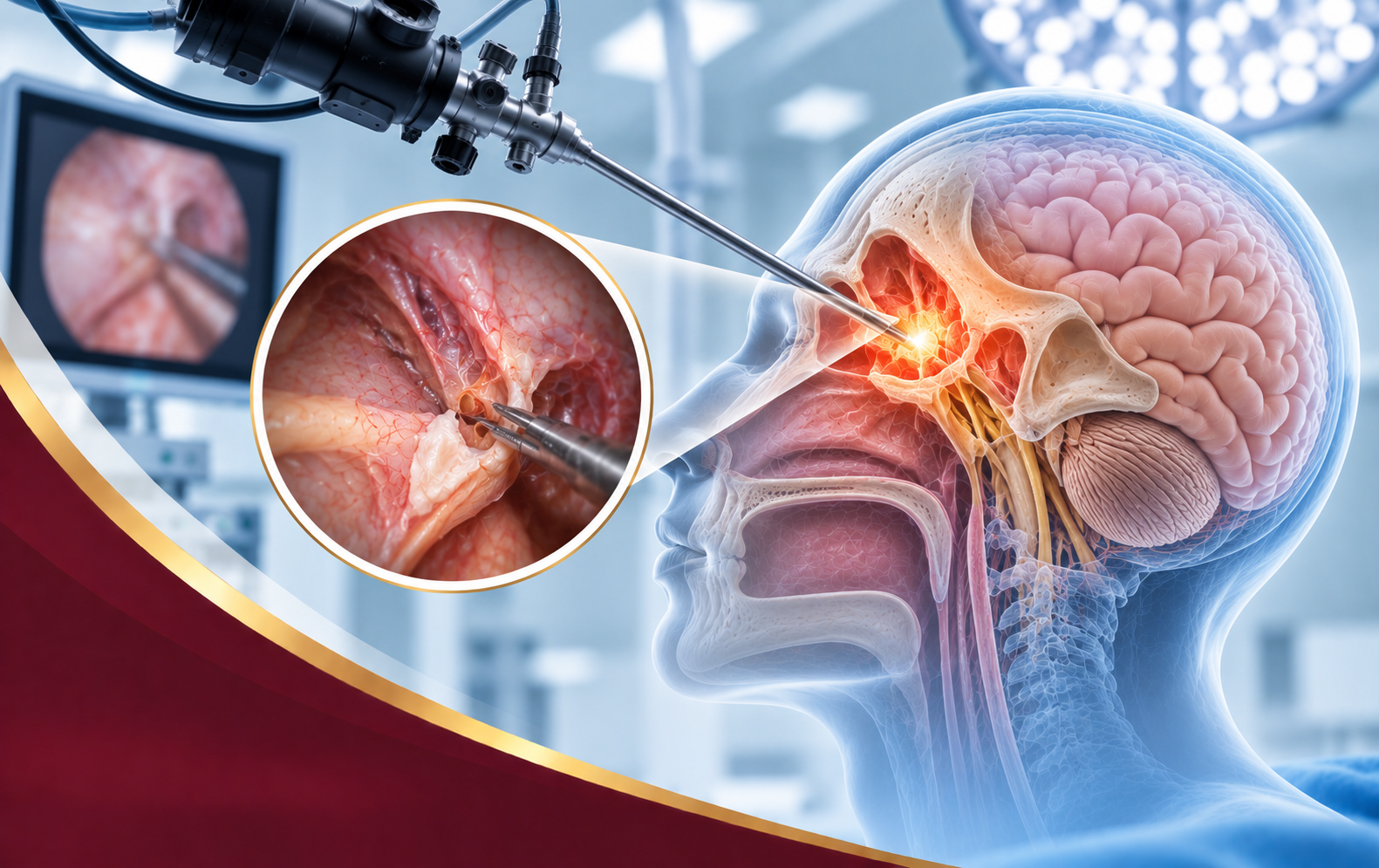 Illustration of a care team preparing for a spine procedure.