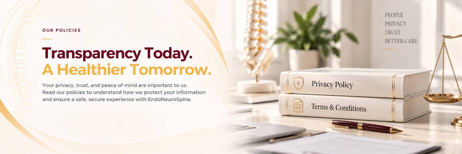 Our policies. Transparency Today. A Healthier Tomorrow. Read how we protect your information and ensure a safe, secure experience with EndoNeuroSpine.