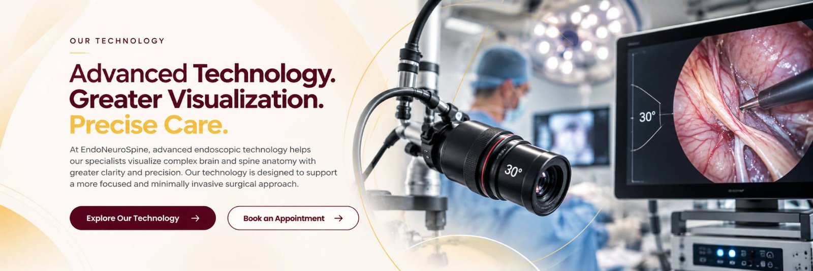 EndoNeuroSpine technology. 30 degree endoscopic visualization for precise brain and spine care.